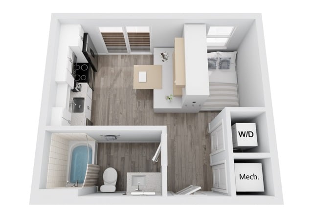 One Bedroom Floor Plan Variation
